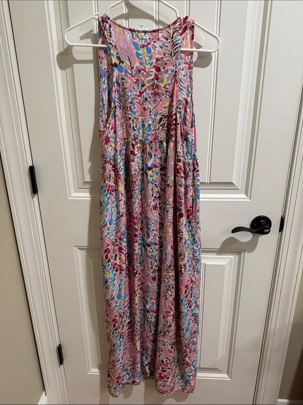 Pink Floral Print Sleeveless Maxi Dress